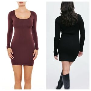 H&M BUNDLE Long Sleeve Bodycon Dress Maroon and Black
